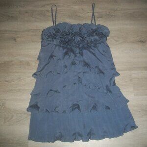 womens tiered ruffled dress.navy blue.size large.